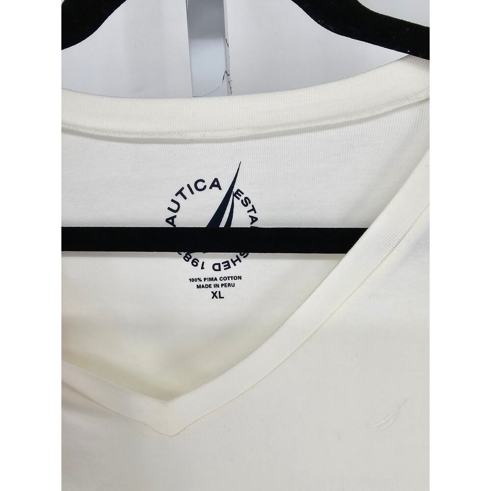 Vintage Nautica Womens Sz XL Short Sleeve T Shirt White Deep V Neck NEW - Picture 3 of 4